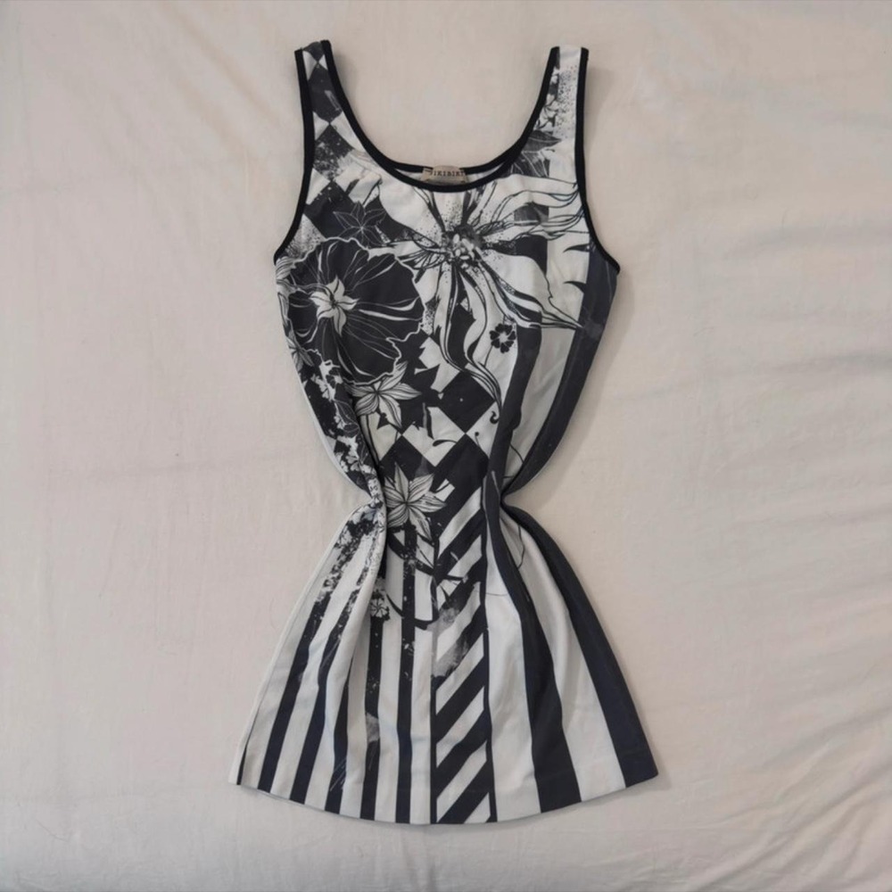 Nikibiki y2k grunge floral stripped tank